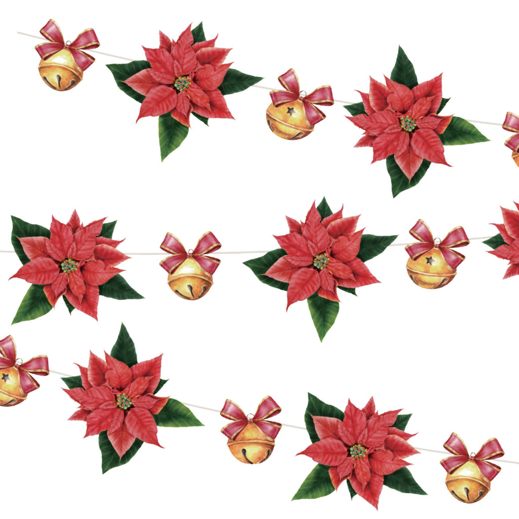 Christmas Poinsettia Bell Banner