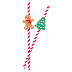 Christmas Gingerbread Paper Straws , 6cnt