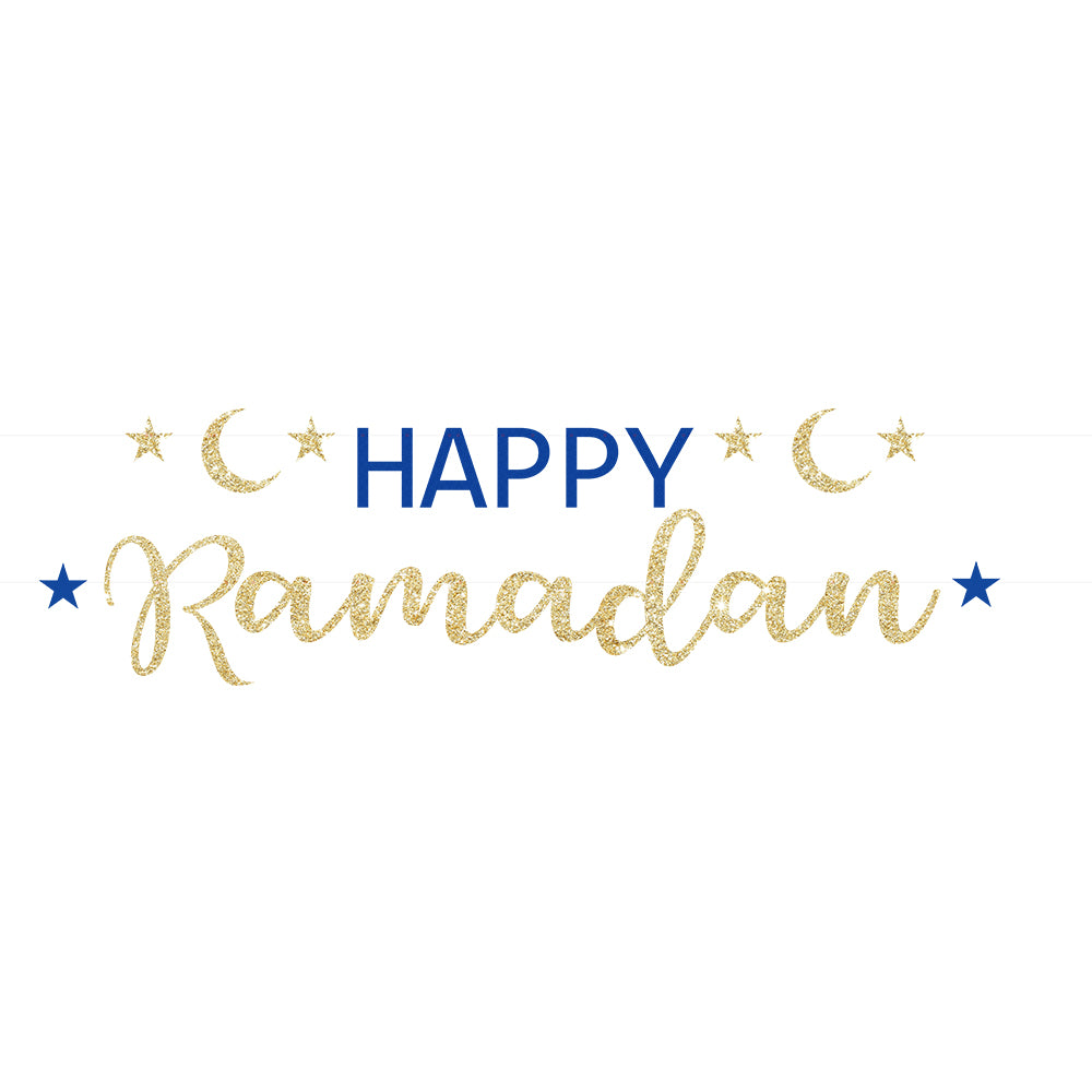 EID Happy Ramadan Glitter Banner, 2pc