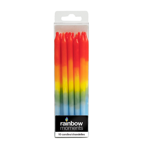 Rainbow Dip-Dyed Paraffin Party Candles (10-Pack)