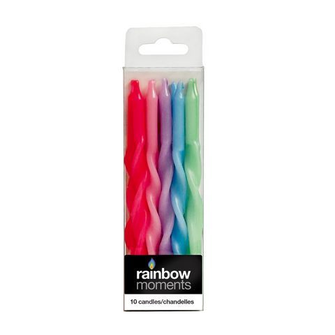 Multi-Colour Twists Paraffin Party Candles (10-Pack)