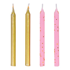 Pink & Gold Glitter Candles (12-pack)
