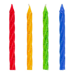 Multicolor Primary Glitter 3.15 in Spiral Candle (24-pack)