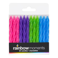 Multicolor Bright Glitter 3.15 in Spiral Candle (24-pack)