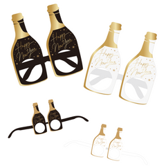 NYE Paper Champagne Bottle Glasses, 4pk