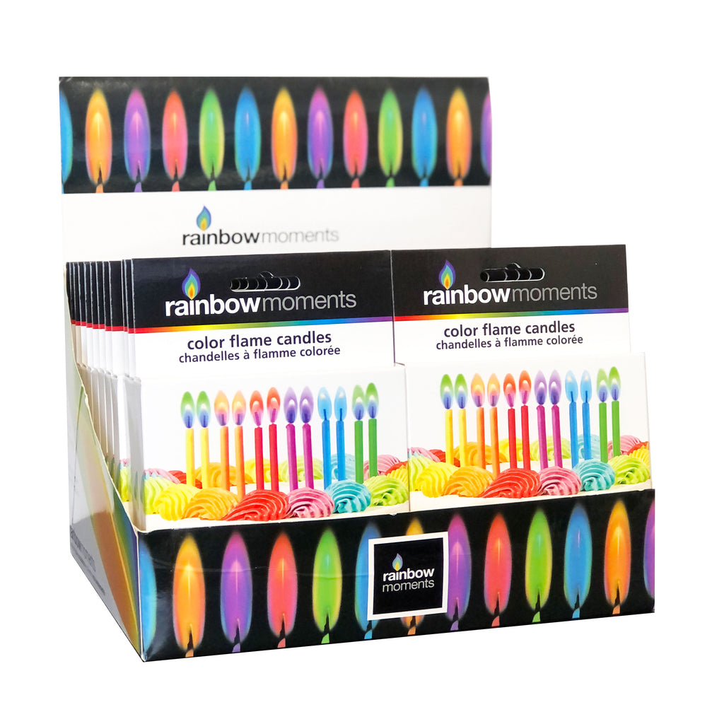 Colour Flame Candles Counter Display with Header