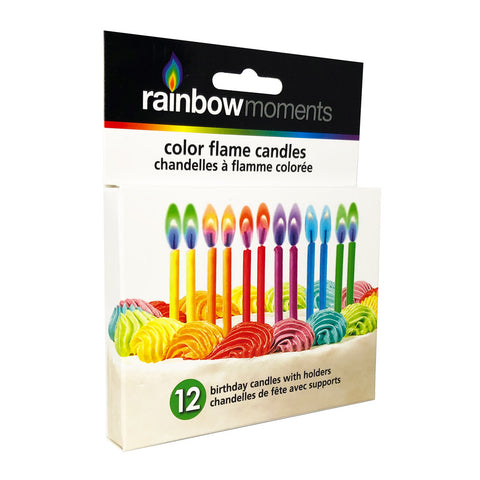 Color Flame Birthday Candles – Rainbow Assortment (12-pk)