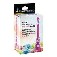 Pink  Party Hat Cake Topper with Large Coloured Flame Candle