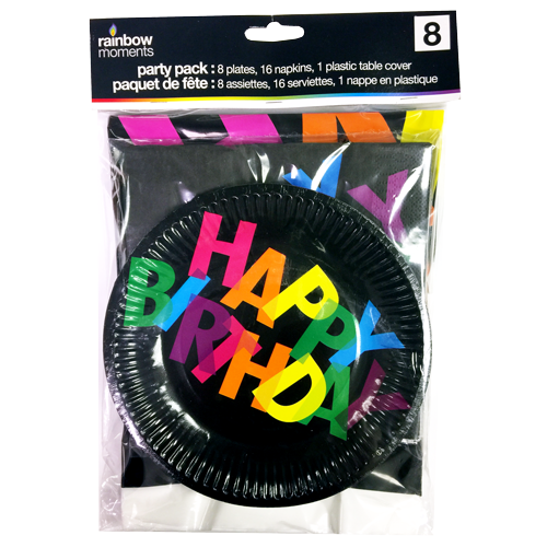 Tableware Kit for 8 – Black Birthday Theme