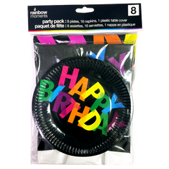 Tableware Kit for 8 – Black Birthday Theme