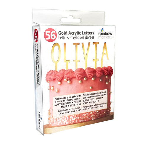 56 Gold Acrylic Letters Caketopper Kit