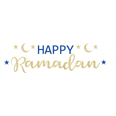 EID Happy Ramadan Glitter Banner, 2pc