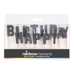 Black Glitter Happy Birthday Letter Candles