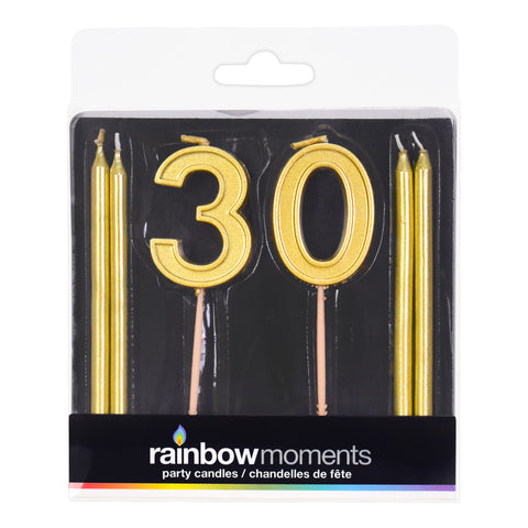 Gold Numbers and Candles Kit, 6cnt