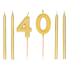 Gold Numbers and Candles Kit, 6cnt