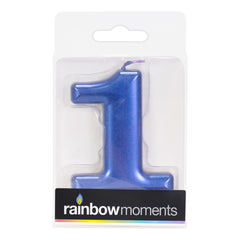 Blue Metallic 3.25 inch Number Candles