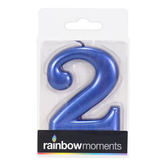 Blue Metallic 3.25 inch Number Candles