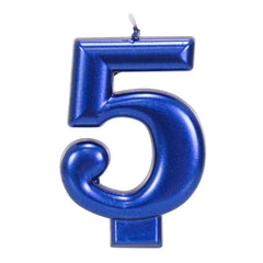 Blue Metallic 3.25 inch Number Candles