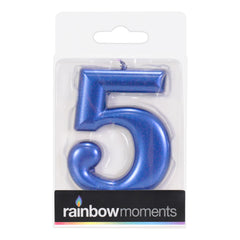 Blue Metallic 3.25 inch Number Candles