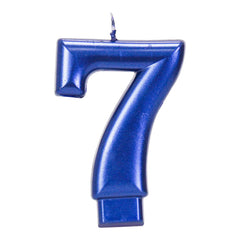 Blue Metallic 3.25 inch Number Candles