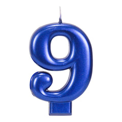 Blue Metallic 3.25 inch Number Candles