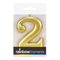 Gold Metallic 3.25 inch Number Candles