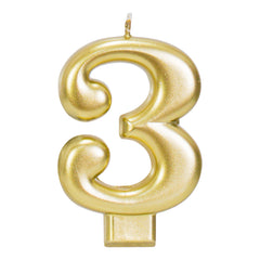 Gold Metallic 3.25 inch Number Candles