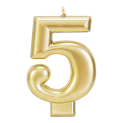 Gold Metallic 3.25 inch Number Candles