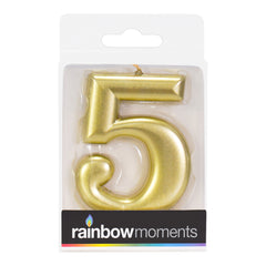 Gold Metallic 3.25 inch Number Candles
