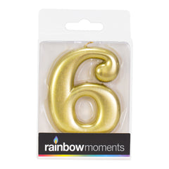 Gold Metallic 3.25 inch Number Candles