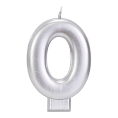 Silver 3.25 inch Number Candles