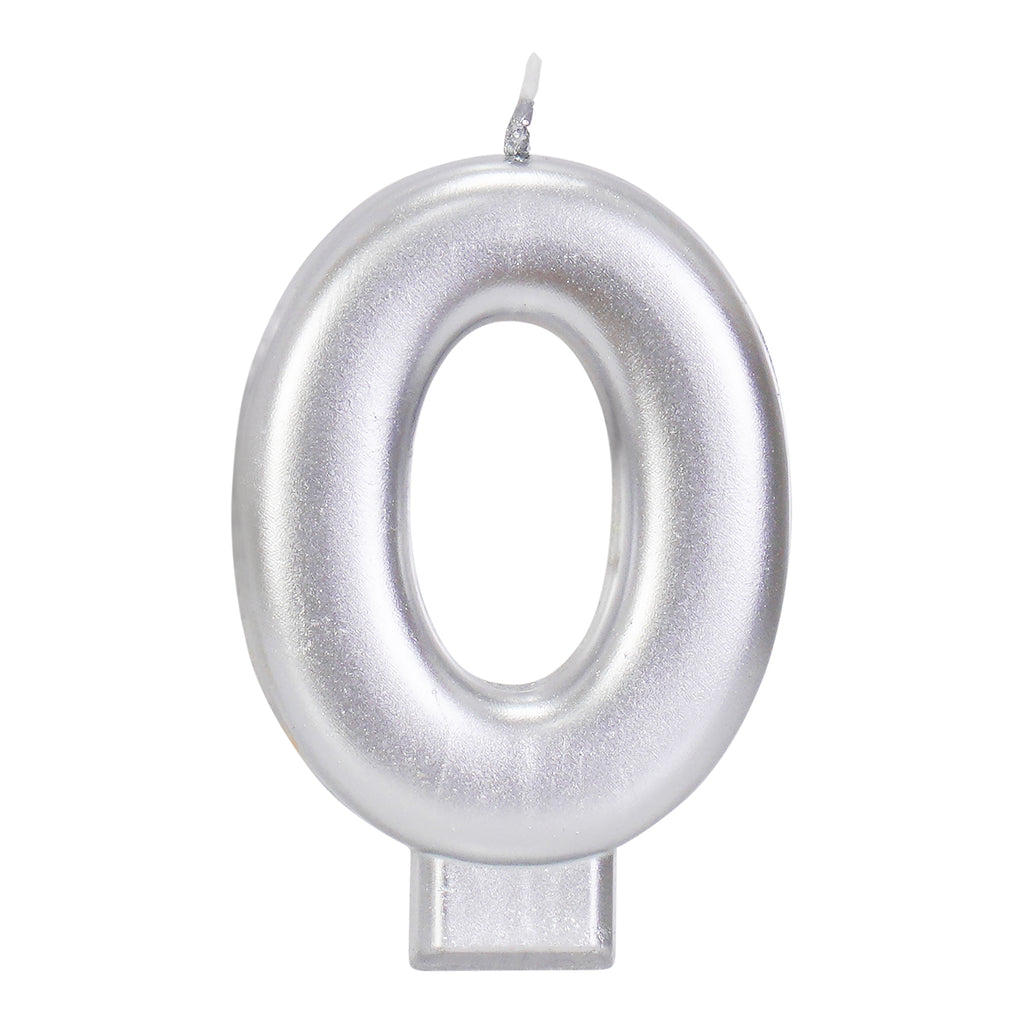 Silver 3.25 inch Number Candles