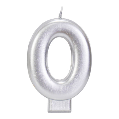 Silver 3.25 inch Number Candles