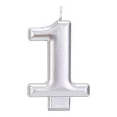 Silver 3.25 inch Number Candles