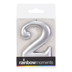 Silver 3.25 inch Number Candles