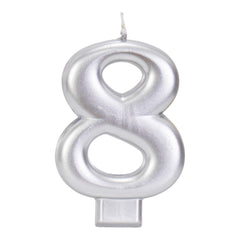Silver 3.25 inch Number Candles