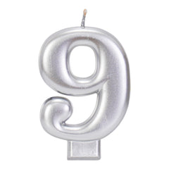 Silver 3.25 inch Number Candles