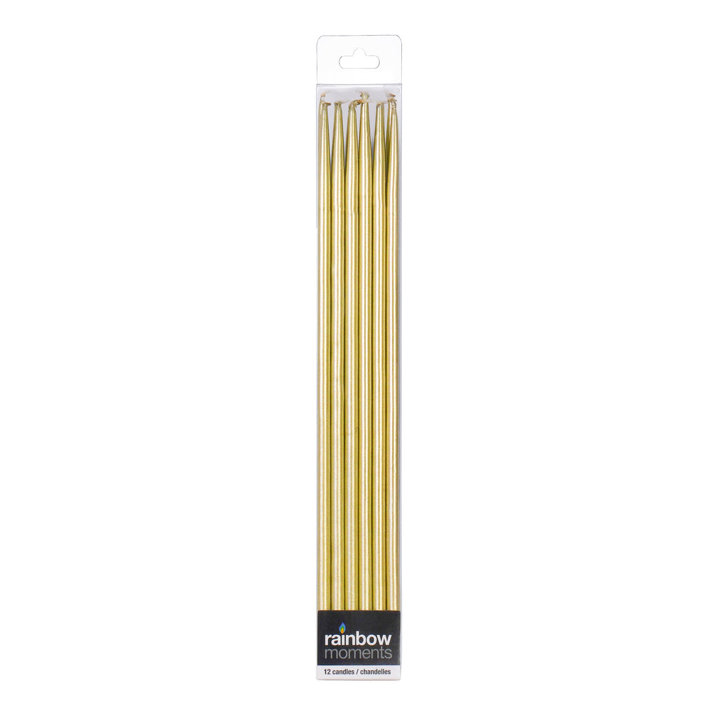 10-inch Gold Birthday Candles (12-pack)