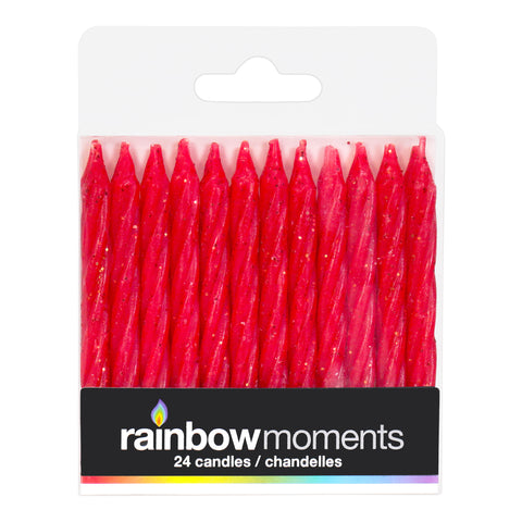 Red Glitter 3.15 inch spiral candle (24-pack)