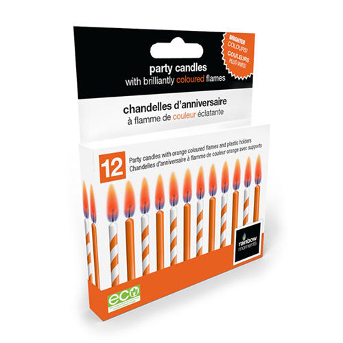 Orange Stripes Coloured Flame Birthday Candles (12-pack)