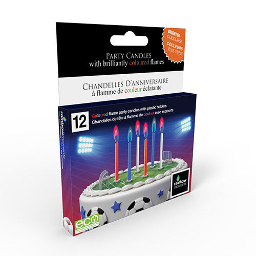 Sporty Coloured Flame Birthday Candles (12 Pack)