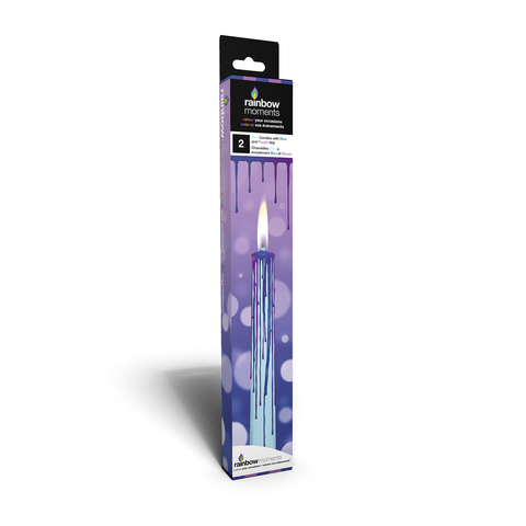 Magic Colour Drip Candles – Blue with Teal & Purple Drip