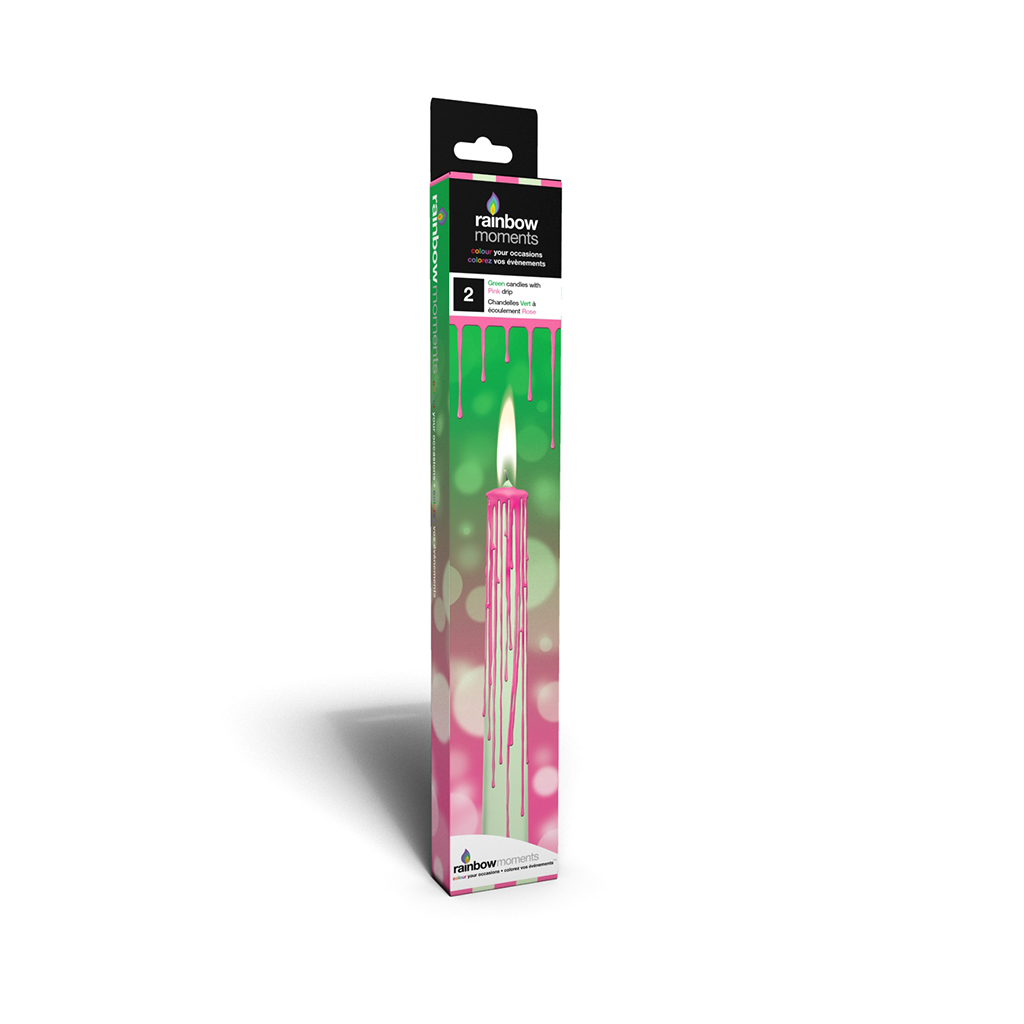 Magic Colour Drip Candles – Green with Pink Drip