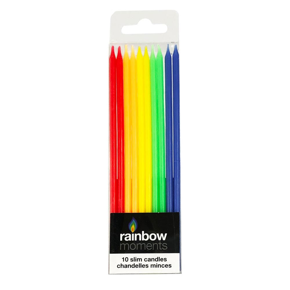 Rainbow Slim Paraffin Candles (10-Pack)