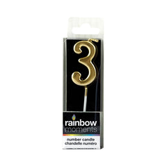 Gold Silhouette Number Candles (Paraffin)