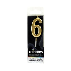 Gold Silhouette Number Candles (Paraffin)