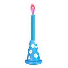 Blue Party Hat Cake Topper with Large Coloured Flame Candle