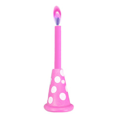 Pink  Party Hat Cake Topper with Large Coloured Flame Candle